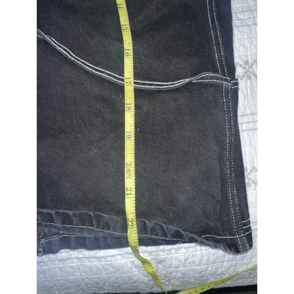 JNCO Black Denim Utility Vest M White Contrast Stitch Y2K Skate Carpenter - Picture 12 of 12